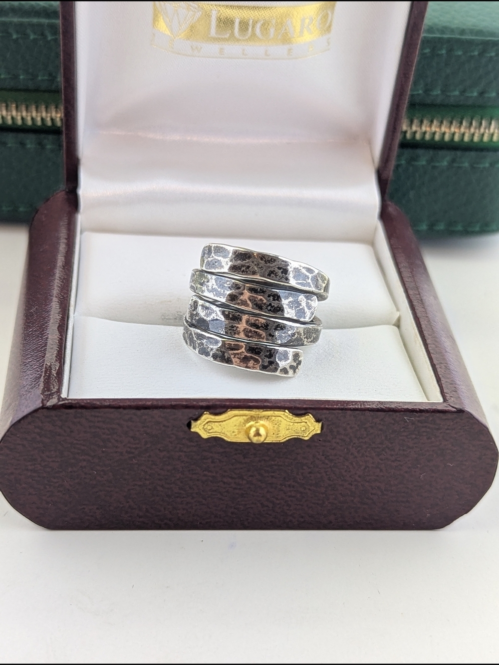 ✨ 925 Sterling Silver Hammered Bypass Ring Artisan Cuffed Wrap Ring ✨